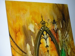 1969 Abstract Cathedral Gothic Arch Stairway Painting by Gerry Facey (49″x24″)