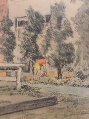 Pauline van der Baan 1958 Watercolor/ Pencil ALONG THE CANAL GEORGETOWN Signed