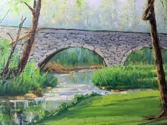 Richard D. Schultz (1915 – 2007) „Stone Bridge, Inwood West VA“ Oil Painting