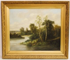 American school 19th century exceptional landscape oil painting signed C Young