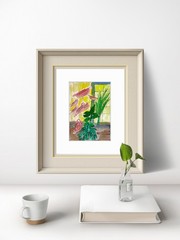 Calderas Pequeñas campanillas de viento en la ventana Original 5×7 Watercolor