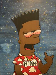 18in x 24in Hand Drawn & Painted Canvas Wall Art: 420 Black Bart “The Simpsons”
