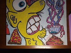 Original Painting Eyes On The Prize Pizza Glue Ocular Injury Feces Lowbrow Toons