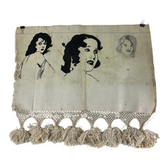 VTG WWII Pinup Girl Art on Canvas Tapestry Wallhanger c. 1940’s Glamour Fashion