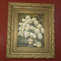 Framed Floral Still Life Painting White Flowers in Vase – Single Piece