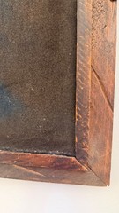 Vintage Black Velvet Biker Oil Painting With Wood Frame Rustic Motorcycle Decor