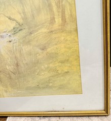 1940s Henry E. Porter Woodland Watercolor – Nude Figure by Stream 22×22 Framed