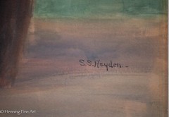 Rare Sara Shewell Hayden Watercolor Painting Marigold Floral Still Life, FINE!