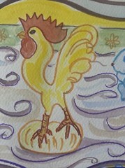 EASTER PARADE by Kristi C Jones Rabbit Chick Painting Art Vintage Eggs