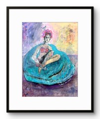 Figurative Women 10″x13″ Original Paper Mixed Media Chillin‘ Abstract Art