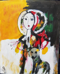 Original Acrylic Painting “ Me and My Dog “ . Signed