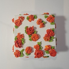 Art Handmade sculpture Painting On Canvas Texture Flowers Colorful 3D 4×4 inch