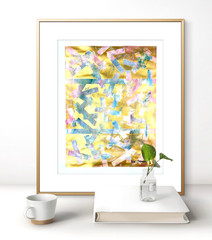 Original Gold Art 14×11 Paper Bold Color Modern Abstract Expressionist Painting