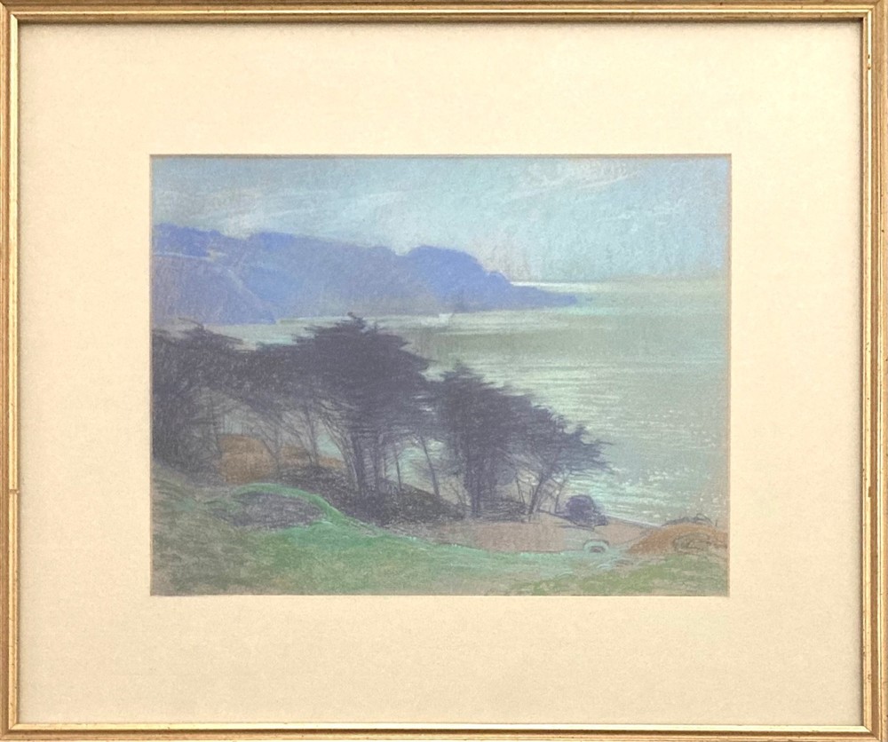Rare California Costal Landscape Pastel Painting Listed Artist Douglas Ristivo