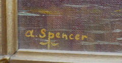 AUGUSTUS SPENCER, LISTED BRITISH COLLECTIBLE OIL LANDSCAPE IMPRESSIONISM ANTIQUE