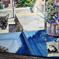 1991 Original Surrealistic Painting By Yves B Martin (YB Martin) “The Cat” RARE
