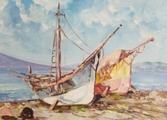 Vintage Oil On Canvas Beachscape Carlo Ciappa Listed Artist Italy 18.5×14″ VFINE