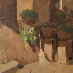 Modern Painting Signed Paolo Baroni Glimpse of a Village XX Century Original