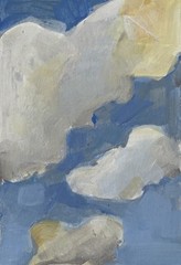 Clouds Original Acrylic And Charcoal Painting On Quality Paper Signed Fine Art