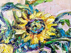 Original Sunflower Oil Painting Floral Still Life 20x16in OOAK Canvas Art