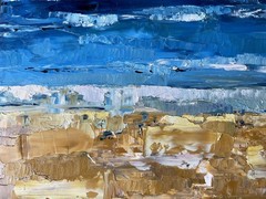 Beach Painting Ocean Original Impasto Oil Painting Beach Wall Art 10×14″ signed