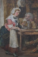 THE TRAVELLERS SOLACE OIL PAINTING AFTER TENIERS SIGNED ASCRIBED WH FOSTER c1860