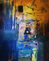Abstract Painting On Canvas Mixed Medium Original