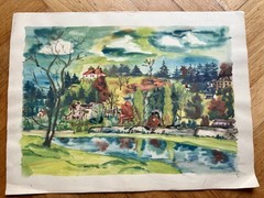 Genuine Watercolour DRESDEN LOSCHWITZ Hanging c.1965. – Approx 40x50cm. unsigned!
