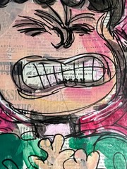Comic Strip Vintage Mixed Media Pop Art Original Canvas Painting 11×14 Lucy