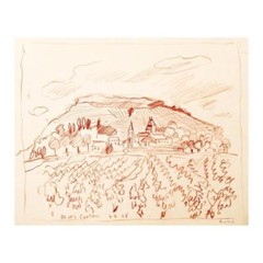 Wayne Ensrud „Aloxe-Carton, Burgundy“ Pencil Original Artwork; Hand Signed; COA