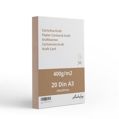 20 Sheets Kraft Cardboard 400gr/m2 DIN A3 0.7mm Thickness | Natural Cardboard 42×29.7cm | Bl…