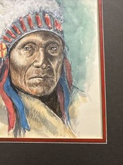 PAUL SOLLOSY PAINTING NATIVE AMERICAN INDIAN CHIEF PORTRAIT TRIBAL LISTED FAMOUS