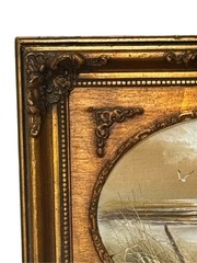 Artistic Interiors Original Oil Painting 15.5”x 13.5” Seascape Scene W Frame MCM