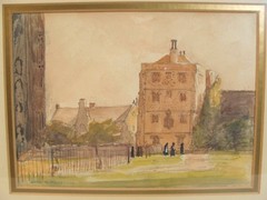 Antique 1905 Walter Hardy Cityscape Architectural W/C Painting