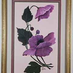 Original Signed Doris Spencer Painting 19.25×13.25 Framed Art – Flower