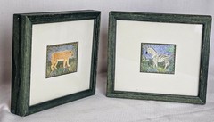African Wildlife Framed Art (2) pieces Zebra Tiger Pier One Etching 8×7 each