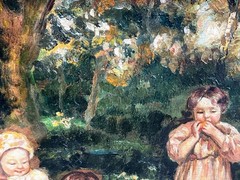 Oil Painting Landscape Portrait Children Boys Girls Landscape Forest Signed Art