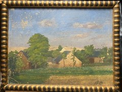 ::OIL PAINTING VIEW OF LÖWITZ °TO FIX UP FIELDS BARN MONOGRAM FRAME