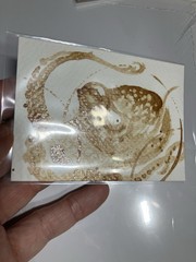 Original Coffee Octopus Painting Ocean Miniature Realism Aceo ATC Art Gift USA
