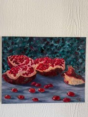 Original Oil Painting “Ruby Pomegranates” – Still Life, 40.5×50.5 cm, Signed, 20