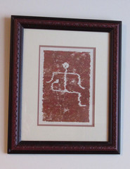 Two Original Hawaiian Handmade Petroglyphs on Tapa Cloth Signed by J. How Framed