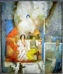 František Nikl 1935 Vracow – Prague / Expectation / Painting, Signed / 1993