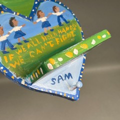 Sam The Dot Man McMillan Folk Art Original Hand Painted Heart Shelf SIGNED, NC
