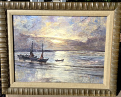 Listed Hans Münnich 1892-1970 German Seascape Boats Impressionist original oil