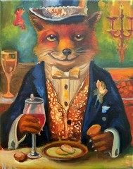 Original Painting oil, Fox in Tuxedo,8×10 inch, Wall Art Decor, Home Gift,Signed