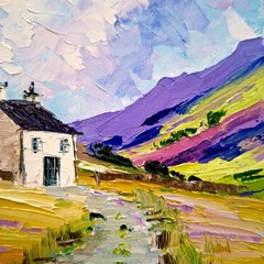 Ireland Original Painting Irish Cottage Oil Painting Unframed 6х6