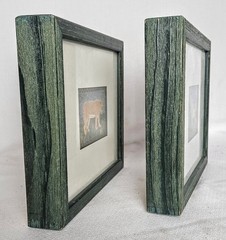 African Wildlife Framed Art (2) pieces Zebra Tiger Pier One Etching 8×7 each