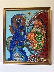 WILLIAM BRUN PAINTING WOMAN MODEL CUBISM MODERNISM VINTAGE LISTED FAMOUS 1980’S