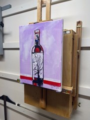 Hunt Original Art: 11×14 Acrylic on Canvas stylized Modern Red Wine Bottle