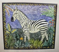 African Wildlife Framed Art (2) pieces Zebra Tiger Pier One Etching 8×7 each